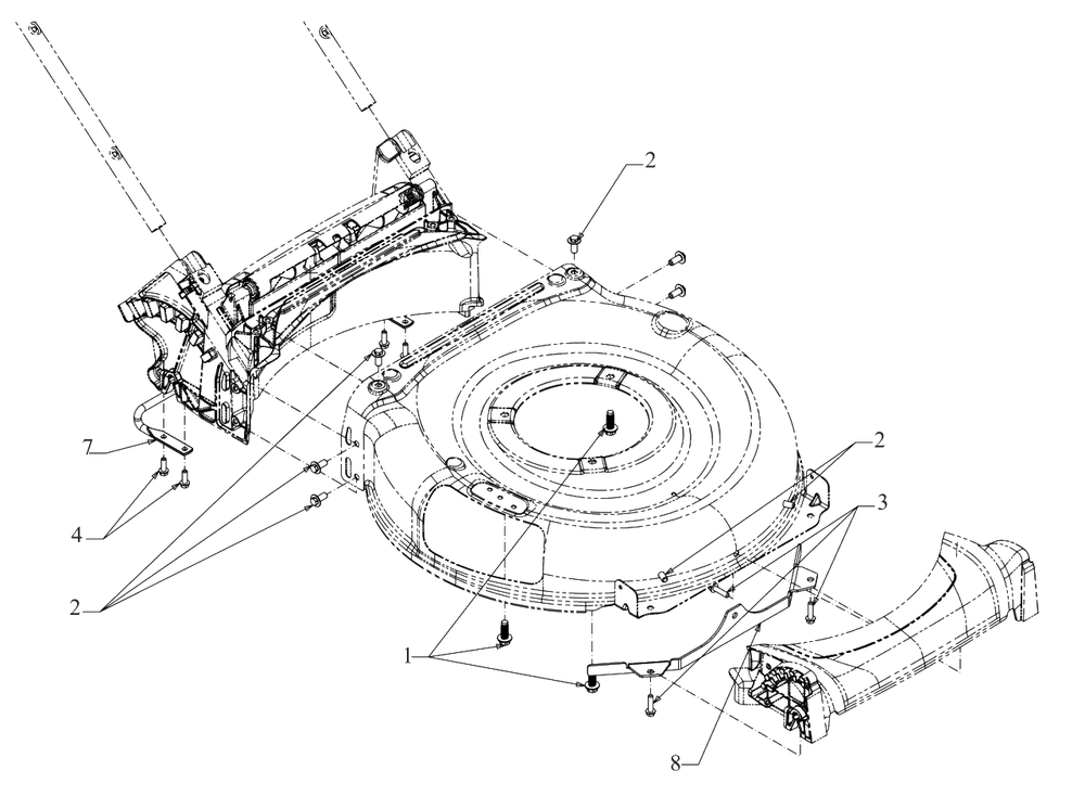 Deck Hardware Diagram and Parts List for 11A-A1S5345 2019 Yard Machines Lawn Mower